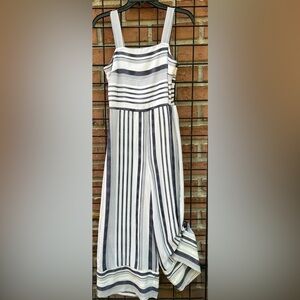 Japna Striped Blue Denim and White Romper